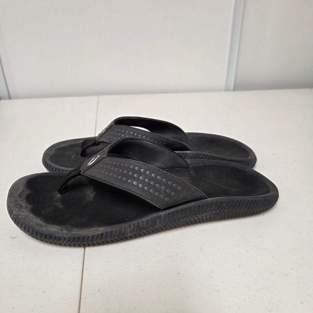 OluKai Ulele Mens Black Flip Flop Sandals 10435-4040 Size 9